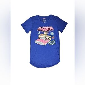 Nickelodeon Rugrats Forever Young T-Shirt, Royal Blue, V-Neck, Curved Hem